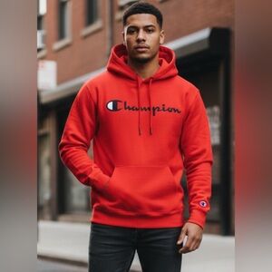 Champion Red Hoodie Mens Size Small